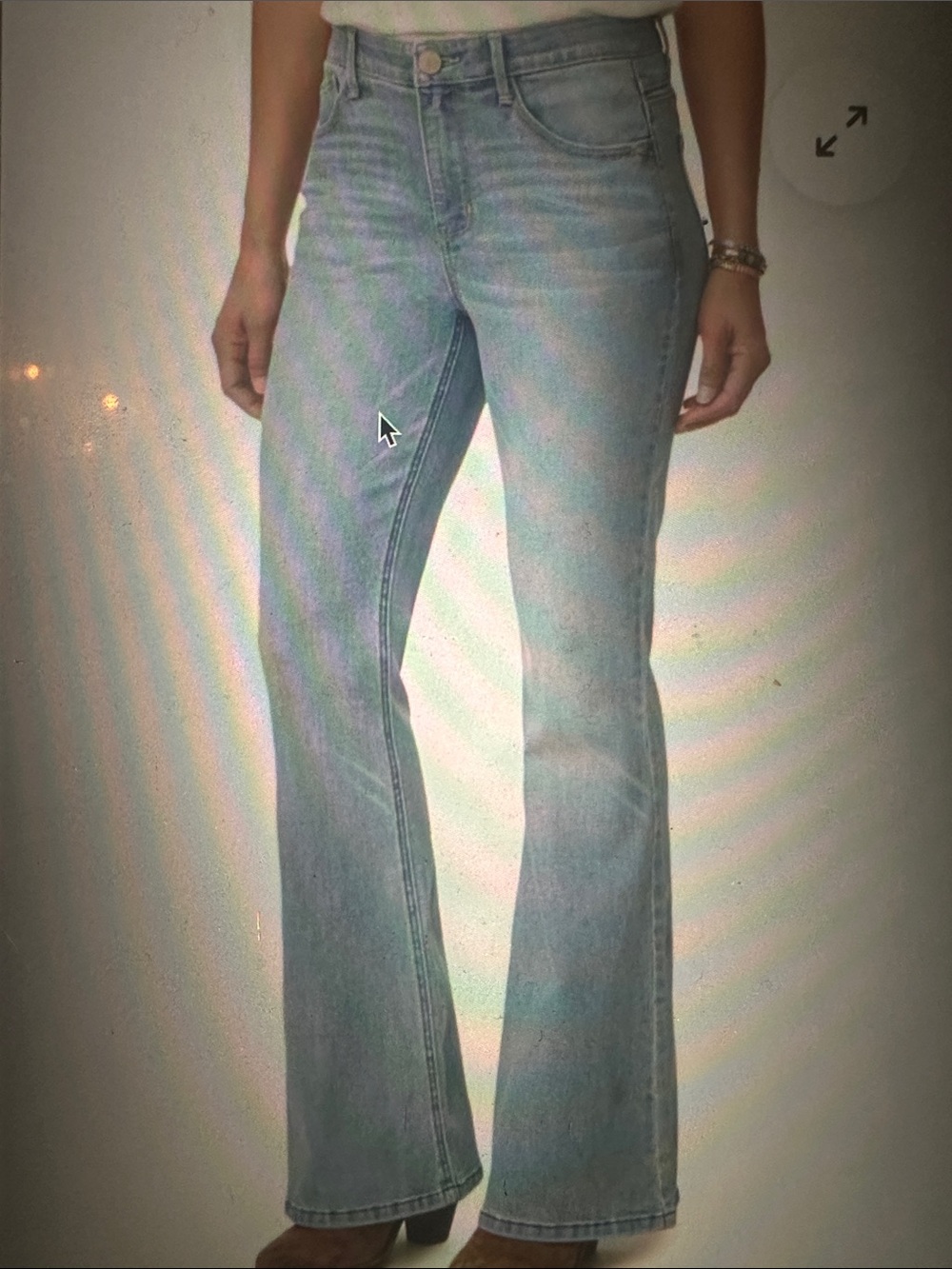 Democracy “Ab” Solution High Rise Light Wash Flare Jeans, size 12
